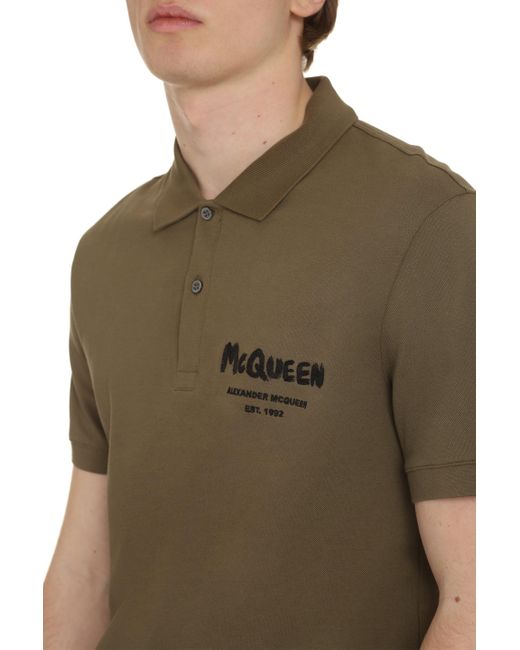 Alexander McQueen Green Cotton-piqué Polo Shirt for men