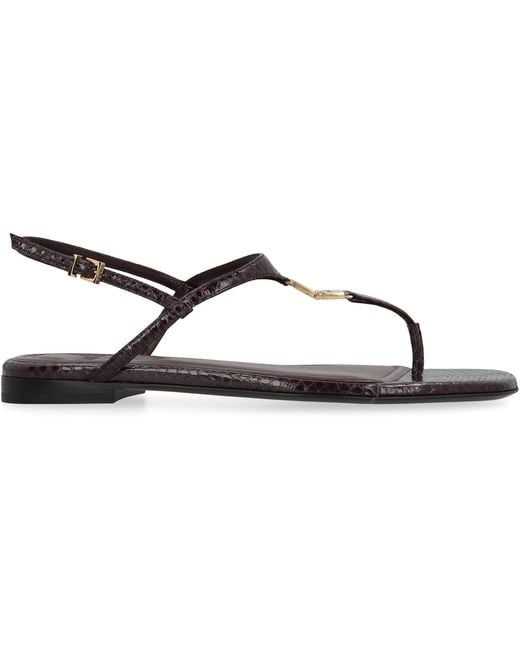 Fendi Black Ffold Leather Sandals