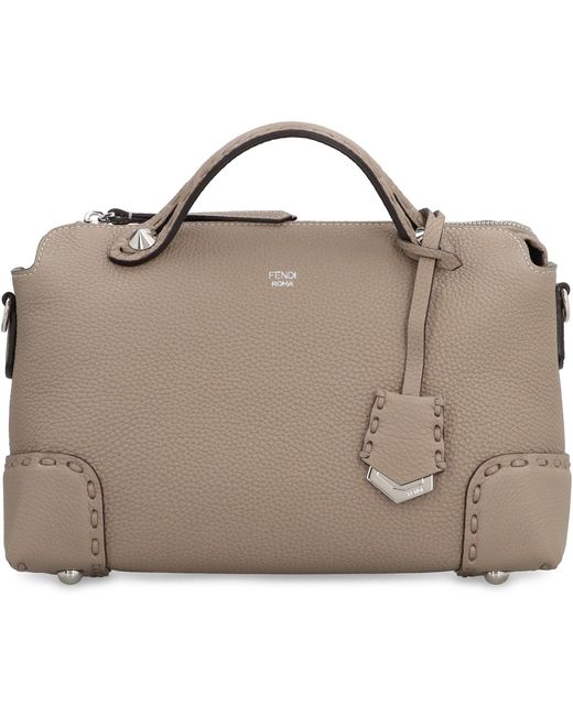 Fendi Brown By The Way Leather Boston Bag
