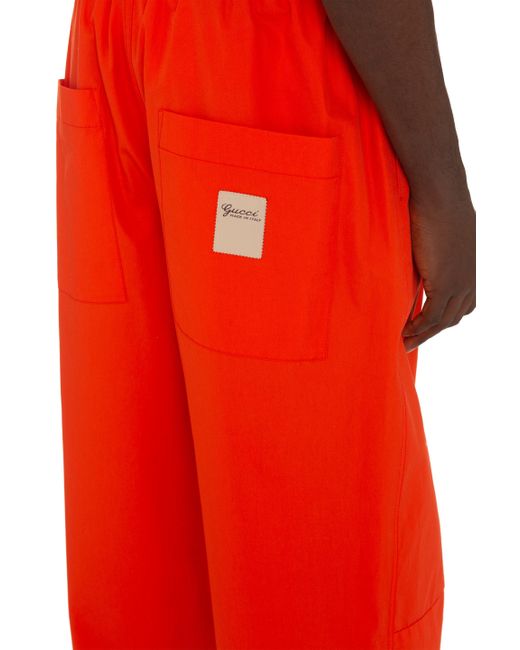 Gucci Red Skater Poplin Cotton Trousers for men