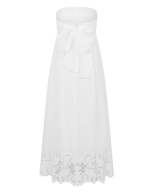Max Mara White Long Linen Dress Without Straps