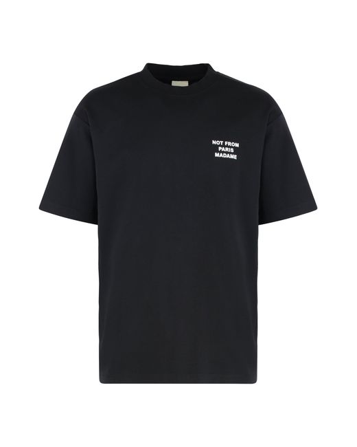 Drole de Monsieur Black Slogan Cotton Crew-Neck T-Shirt for men