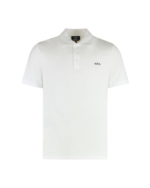 A.P.C. White Gots Cotton-Piqué Polo Shirt for men