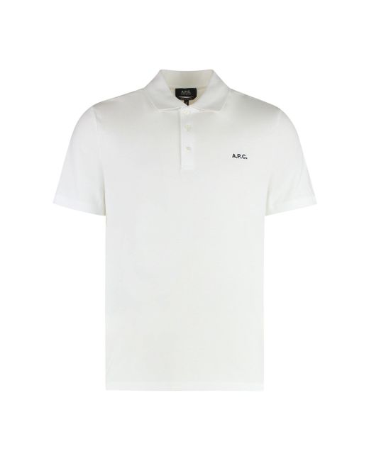 Polo Gots in piquet di cotone di A.P.C. in White da Uomo