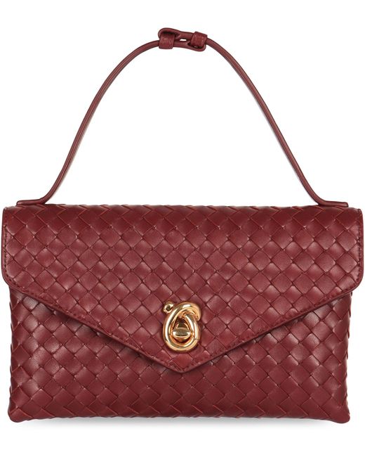Borsa a tracolla Knot Lock in pelle di Bottega Veneta in Red