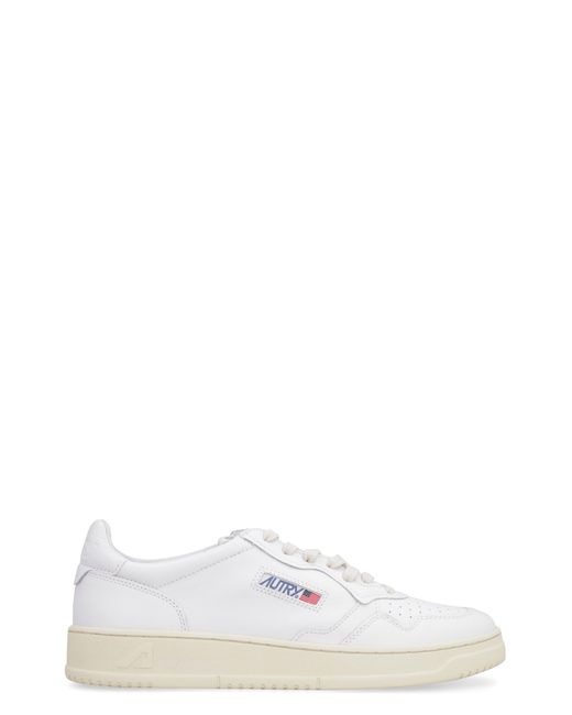 Autry White Medalist Leather Low-Top Sneakers for men