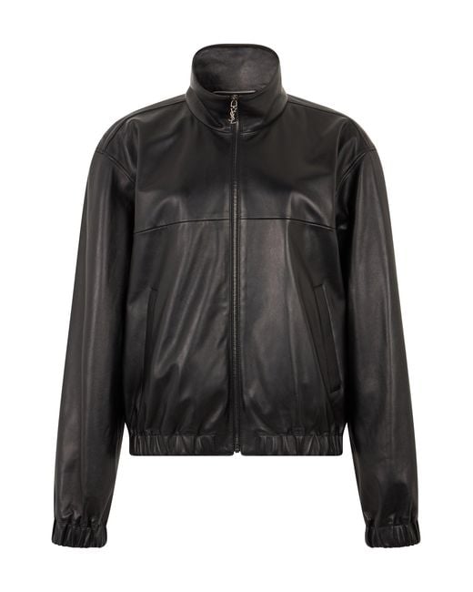 Saint Laurent Black Leather Jacket With Zip for men