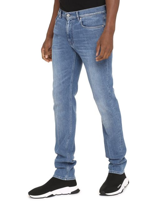 Versace Blue 5-pocket Slim Fit Jeans for men