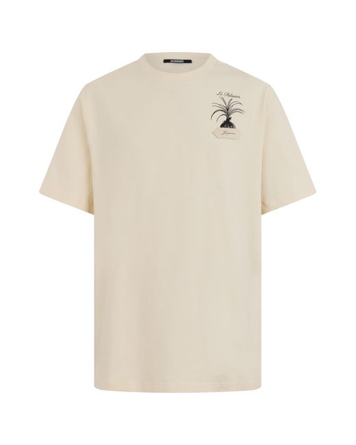 Jacquemus Natural Cotton T-Shirt With Small Chest Logo for men