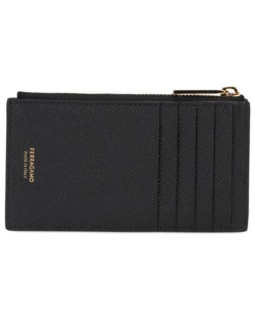 Ferragamo Gray Card Holder Gancini for men