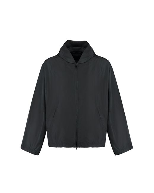 Balenciaga Black Technical Fabric Hooded Full-zip Jacket