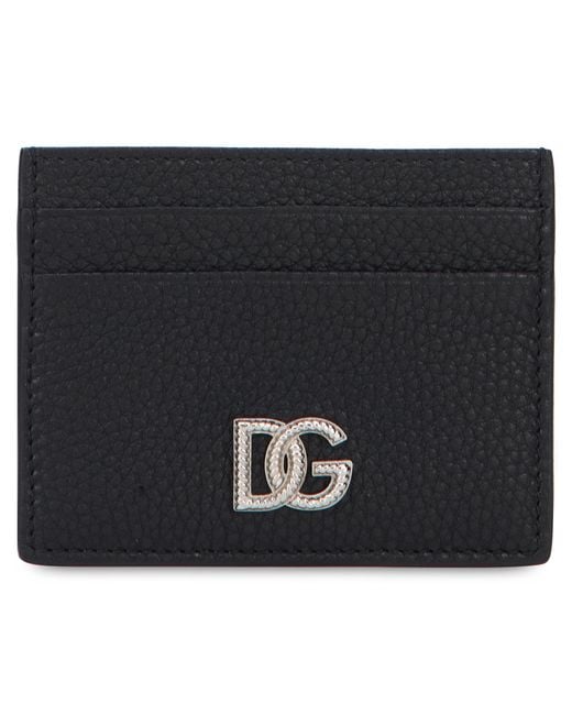 Dolce & Gabbana Black Leather Card Holder for men