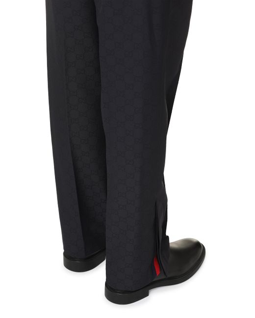 Gucci Blue Jacquard Motif Trousers for men