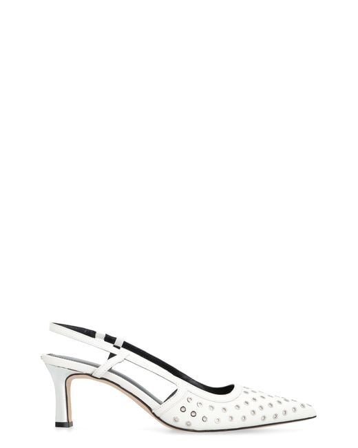 MICHAEL Michael Kors White Alora Leather Slingback Pumps
