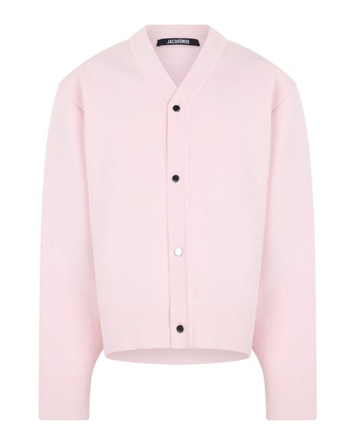 Jacquemus Pink Merino Wool Cardigan for men