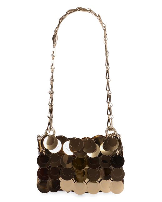 Rabanne White Sparkles Discs Nano Bag