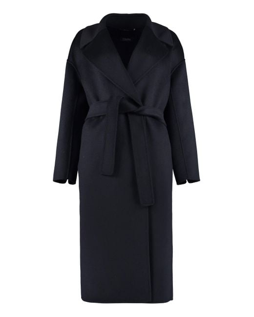 Max Mara Simone Double-breasted Wool And Cashmere Coat in Navy (Black ...