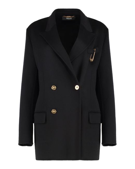 Versace Black Double-Breasted Coat