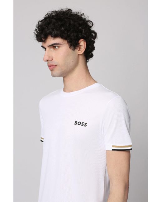 X Matteo Berrettini - T-shirt in tessuto tecnico di Boss in White da Uomo