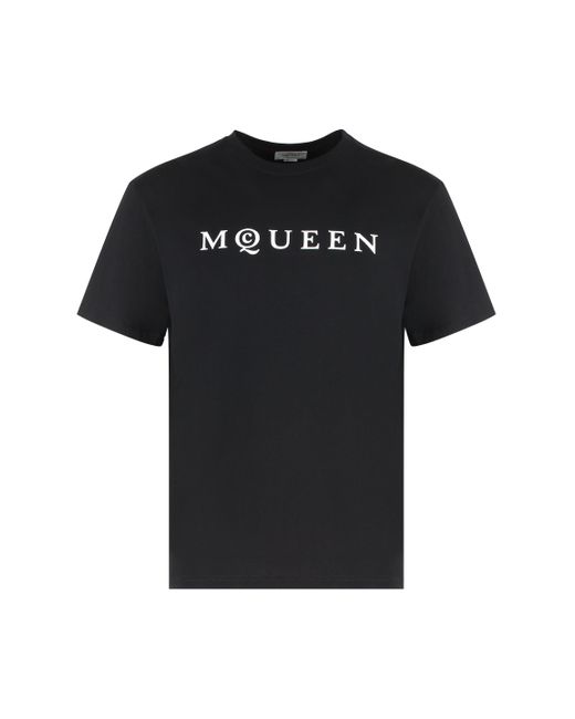 T-shirt girocollo in cotone di Alexander McQueen in Black da Uomo