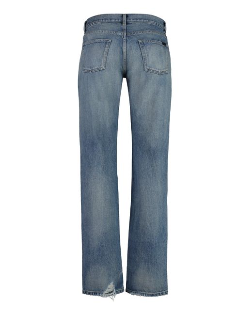 Saint Laurent Blue Low-Rise Straight Leg Jeans for men