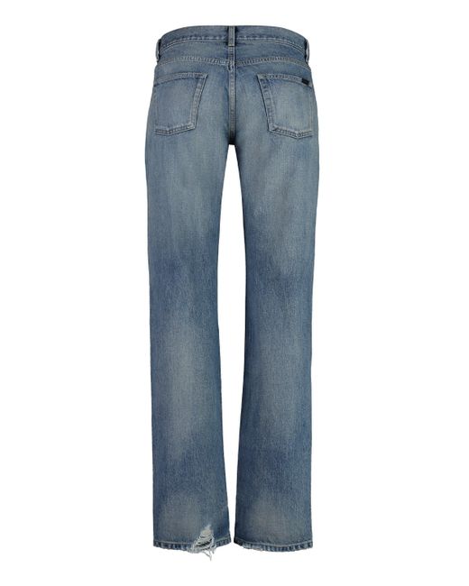 Jeans straight leg a 5 tasche di Saint Laurent in Blue da Uomo