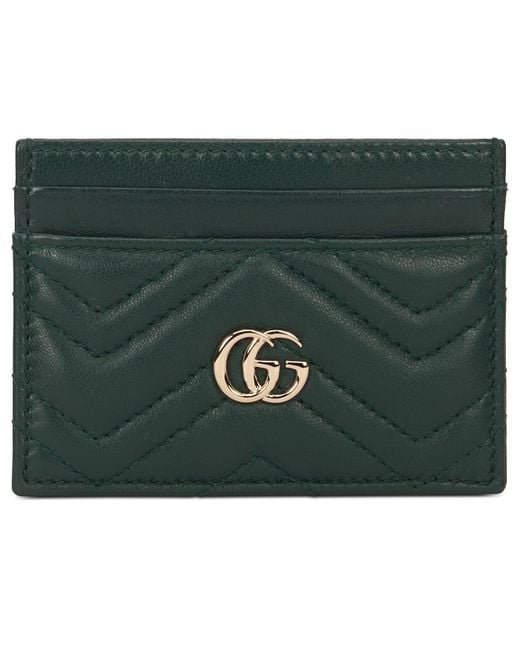 Gucci Green Leather Card Holder With Logo