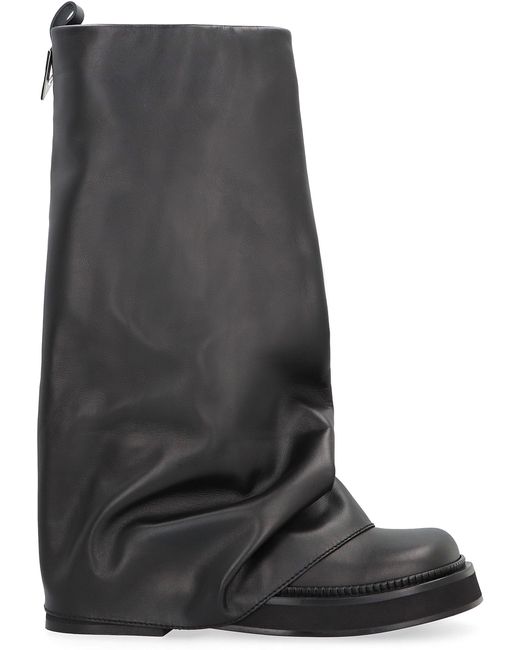 The Attico Black Robin Leather Ankle Boots