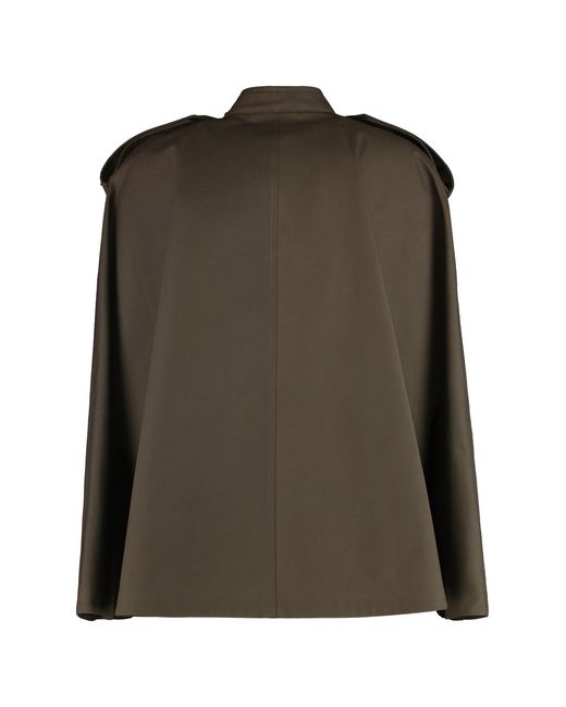 Burberry Green Solid High Neck Trench Coat