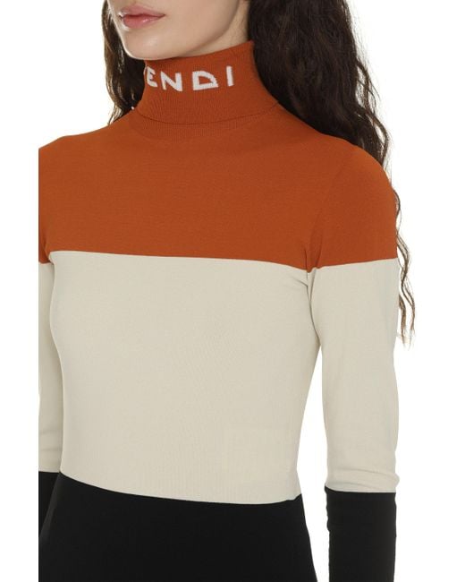 Fendi White Striped Sweater