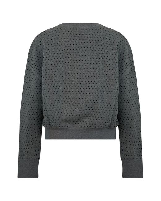 Pinko Gray Cropped Sweatshirt With Applications And Long Sleeves
