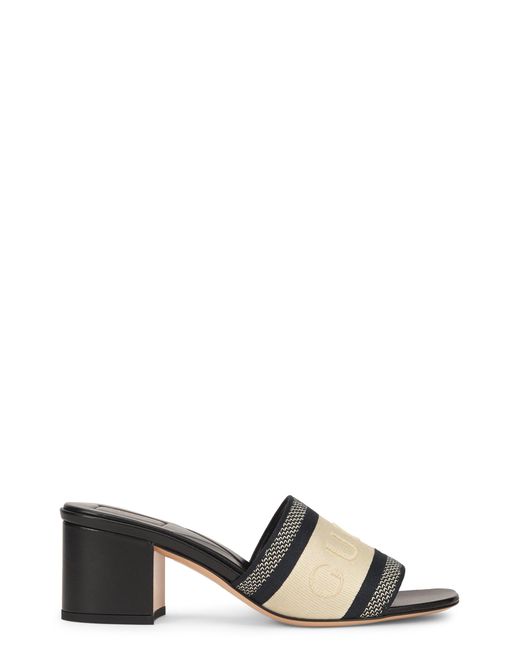Gucci Natural Sandal With Medium Heel And Strap