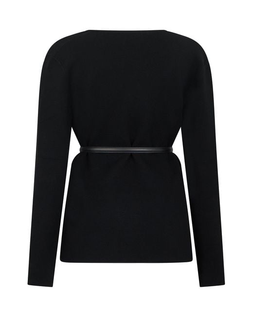 Max Mara Black Cardigan With A Thin Belt