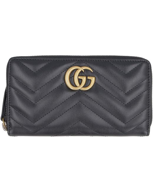 Portafoglio zip-around GG Marmont in pelle di Gucci in Gray