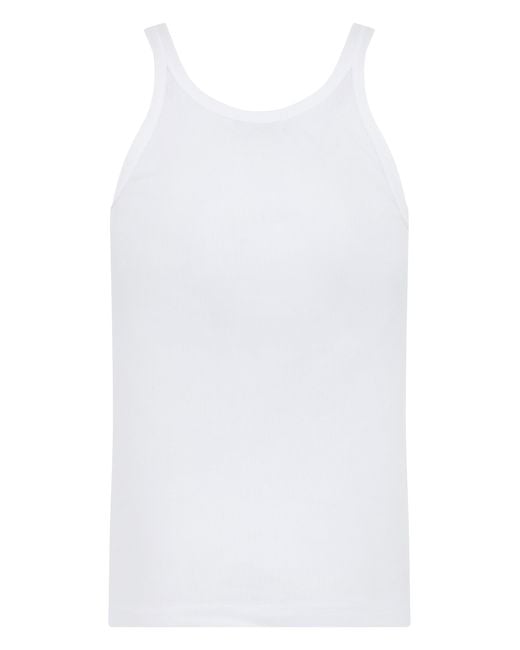 Dolce & Gabbana White Ribbed Tank Top With Logo for men