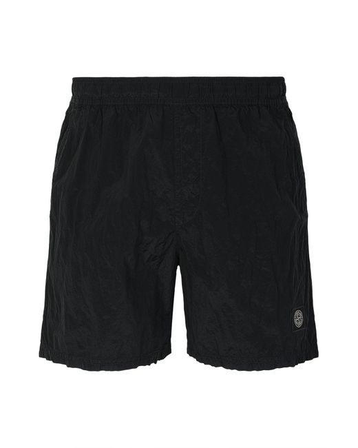 Stone Island Black Nylon Beach Shorts for men