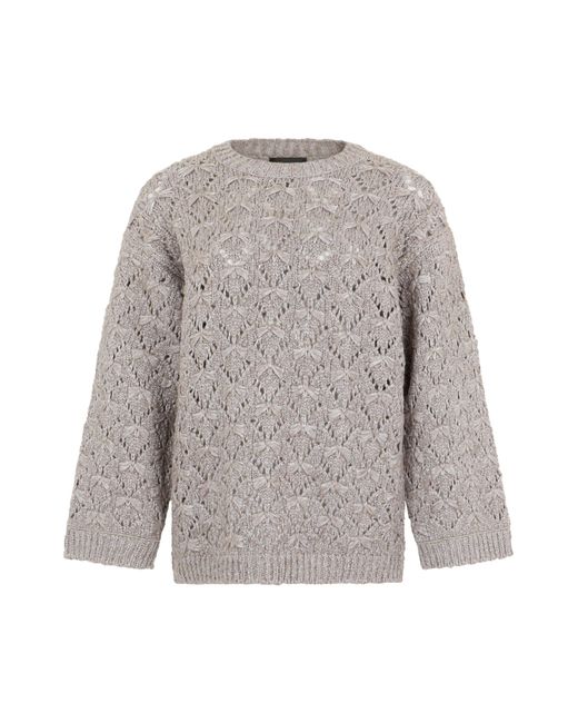Fabiana Filippi Gray Modern Crew Neck Sweater With Wide Collar