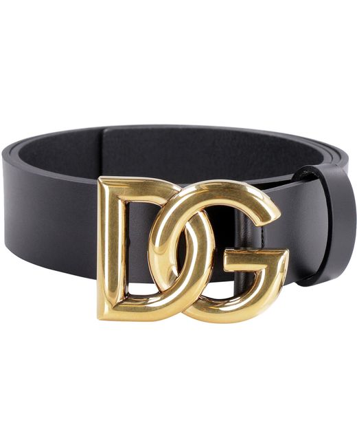 Dolce & Gabbana Gray Dolce & Gabbana Dg Buckle Leather Belt for men