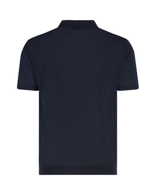 Golden Goose Deluxe Brand Blue Giotto Knitted Virgin Wool Polo Shirt for men