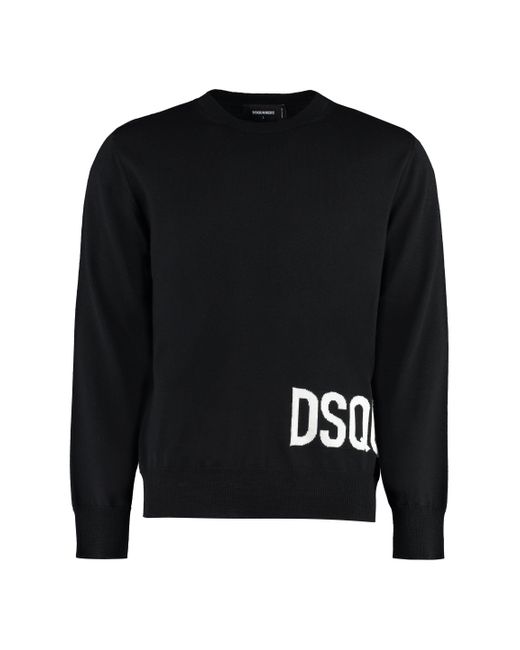 DSquared² Black Dsq2 Virgin Wool Crew-neck Sweater for men