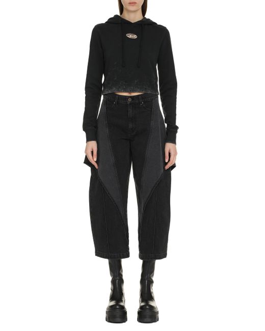 Felpa F-Slimmy-P5 in cotone con cappuccio di DIESEL in Black