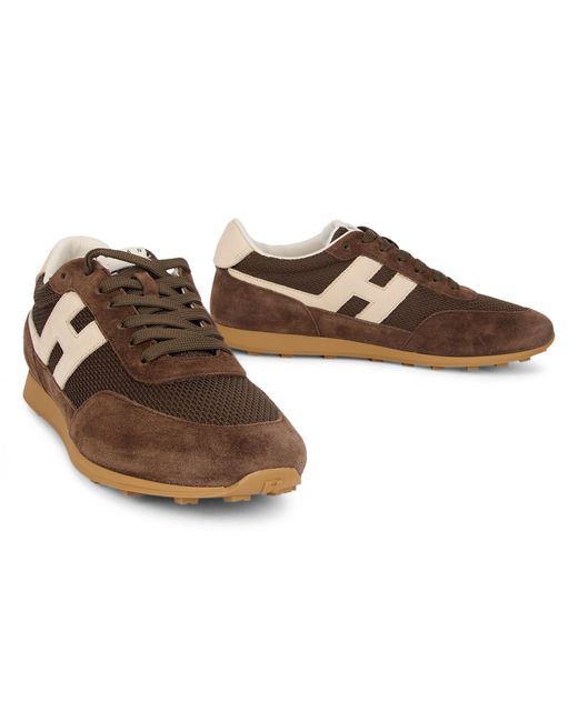 Hogan Brown Logo-Detail Sneaker With Cushioned Collar And Rubber Sole for men