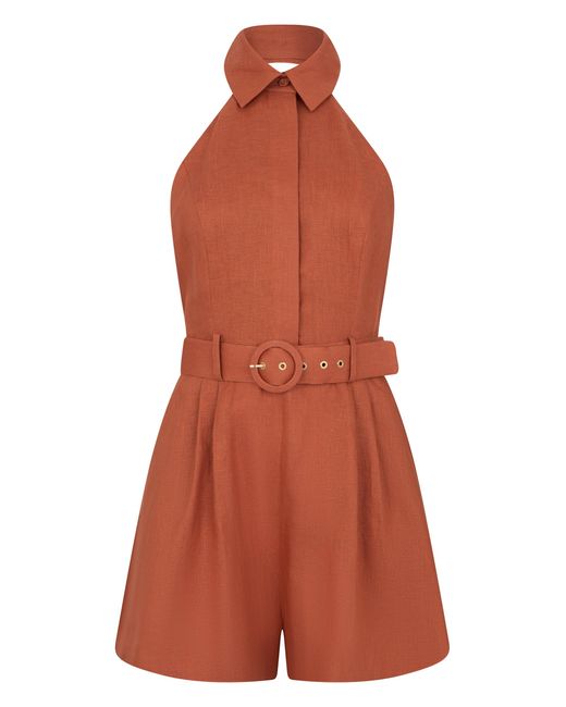 Zimmermann Orange Short Linen Jumpsuit