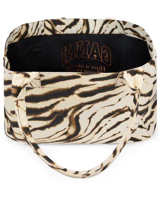 Ganni Metallic Animal Print Tote Bag