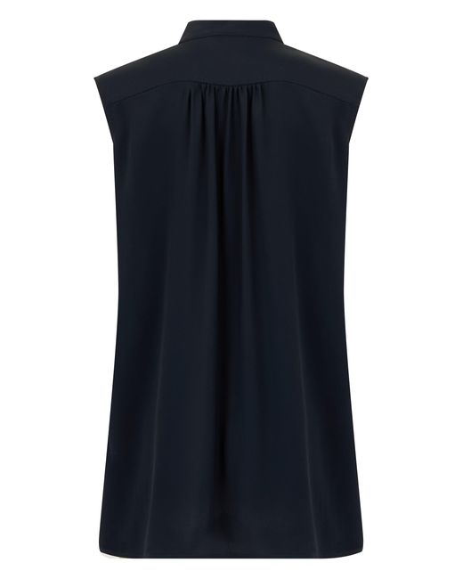 Fabiana Filippi Blue Sleeveless Blouse With Jewel Embroidery