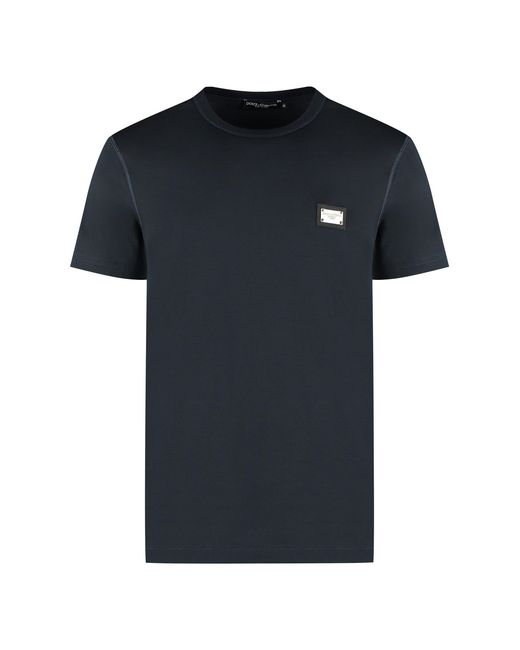 Dolce & Gabbana Black Cotton Crew-Neck T-Shirt for men