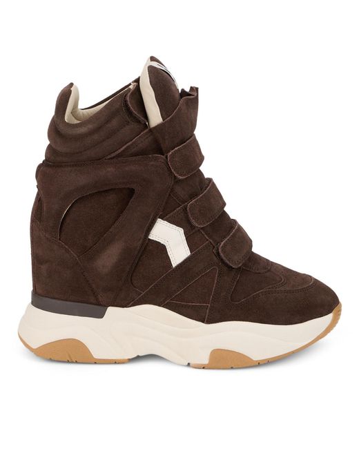 Isabel Marant Brown Wedge High-Top Suede Lace-Up Sneaker