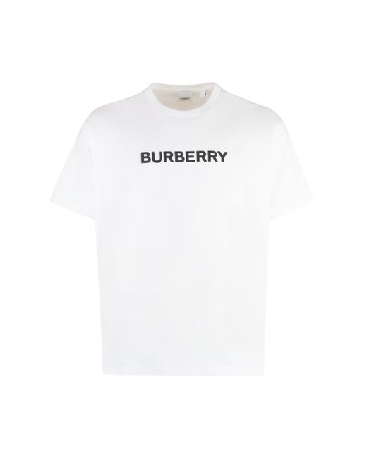 T-shirt girocollo in cotone di Burberry in White da Uomo