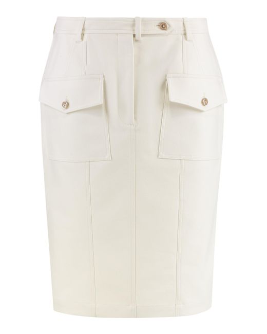 Tom Ford Natural Cotton Midi Skirt With Functional Pockets