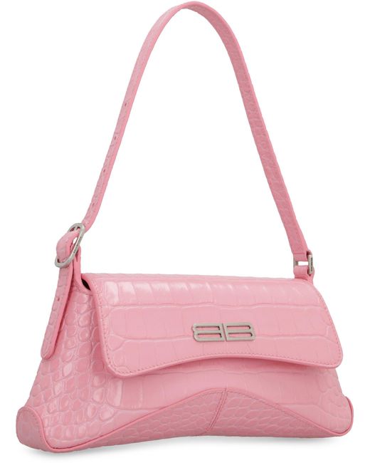 Balenciaga Pink Xx Small Flap Bag Crocodile Embossed